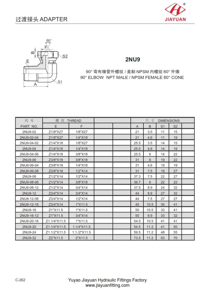 الكوع NPT ذكر NPSM قطب محول