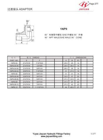 E NPT ذكر SAE محول مضيئة