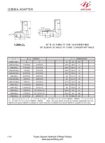 ذكر الكوع JIC Longer NPT Male